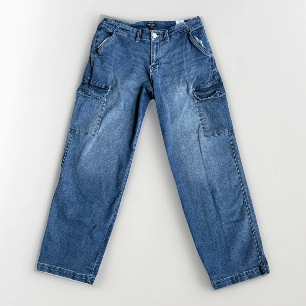 True Religion Cargo Carpenter Denim Jeans Size 31 Blue Zip 5-Pocket Women Y2K